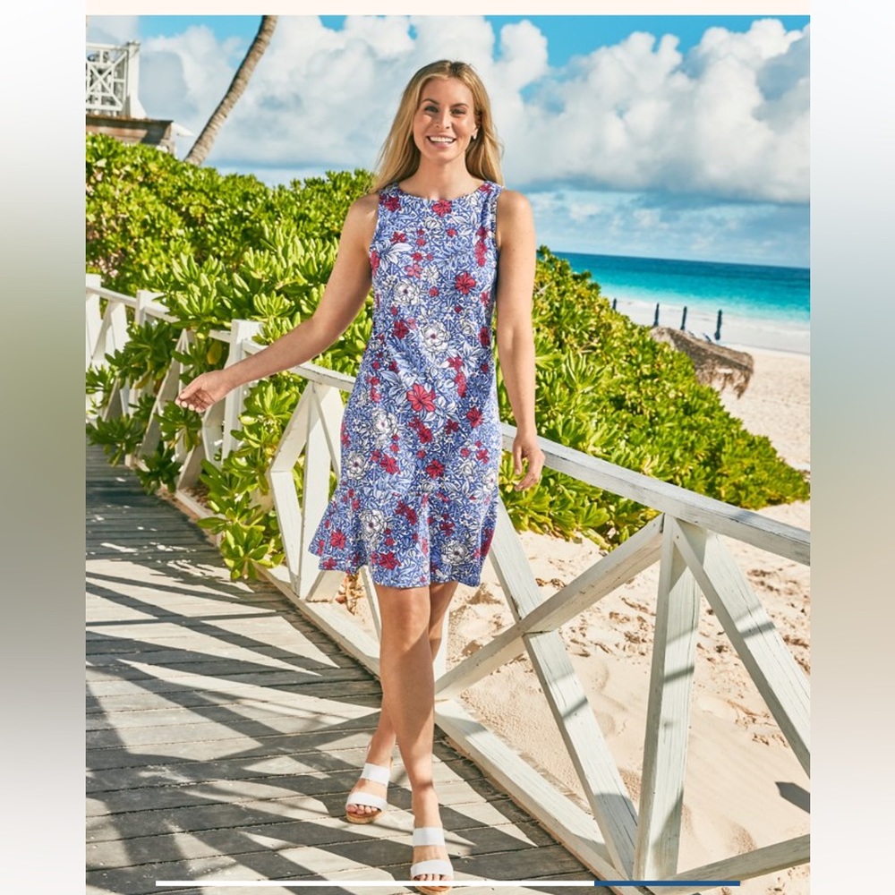 NWT TOMMY BAHAMA Darcy Geo Garden Flounce Dress
